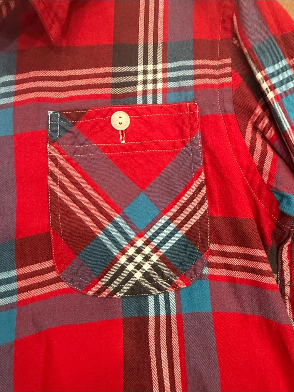 Polo by Ralph Lauren Red, Blue and Black Plaid 100% Cotton Button-Down Shirt S